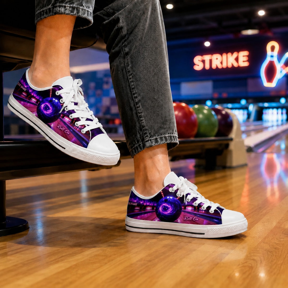 Galactic Bowling Ball Graphic Personalized Low Top Shoes Bowling Life Style