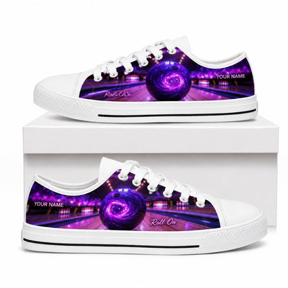 Galactic Bowling Ball Graphic Personalized Low Top Shoes Box White