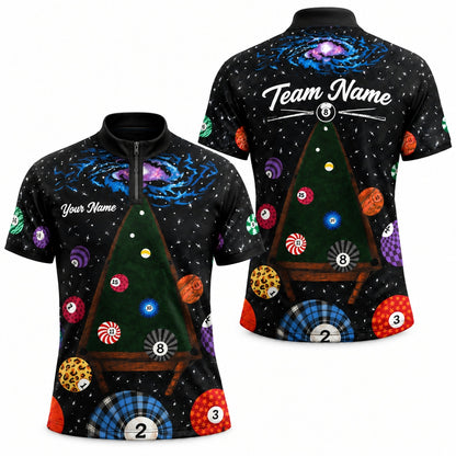 Galaxy Billiards Table Graphic Personalized Billiard Polo Shirt Jersey Zip 1 4 Collar