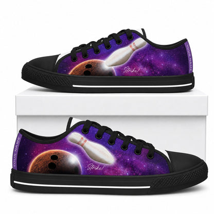Galaxy Bowling Design Graphic Custom Low Top Shoes Box Black