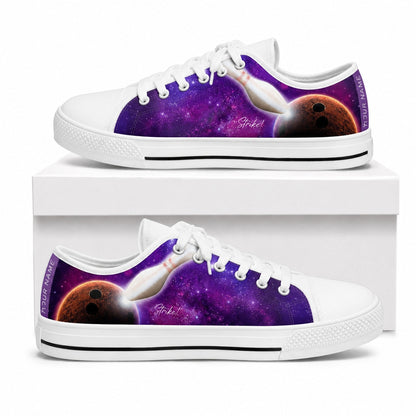 Galaxy Bowling Design Graphic Custom Low Top Shoes Box White