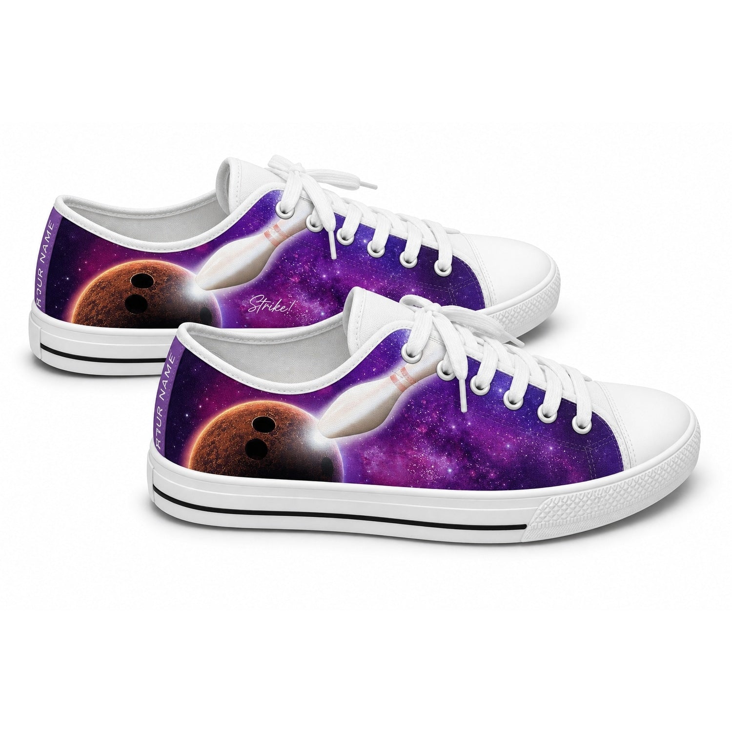 Galaxy Bowling Design Graphic Custom Low Top Shoes