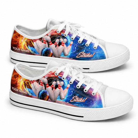 Galaxy Bowling Strike Design Graphic Personalized Low Top Shoes