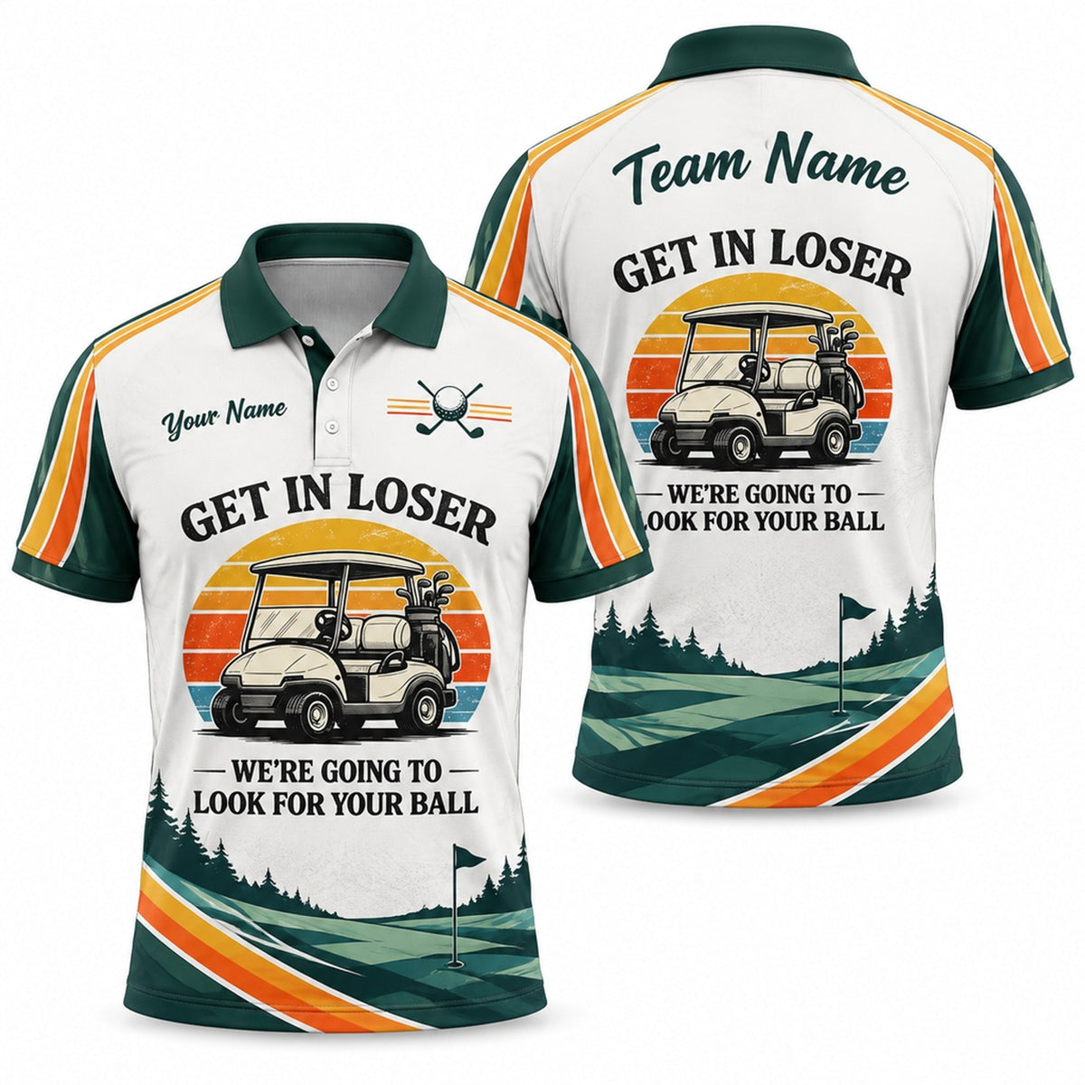 Get In Loser Golf Humor Personalized Golf Polo Shirt