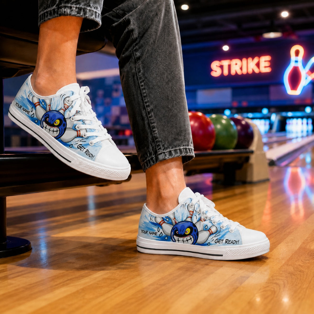 Get Ready Bowling Design Personalized Low Top Shoes Bowling Life Style
