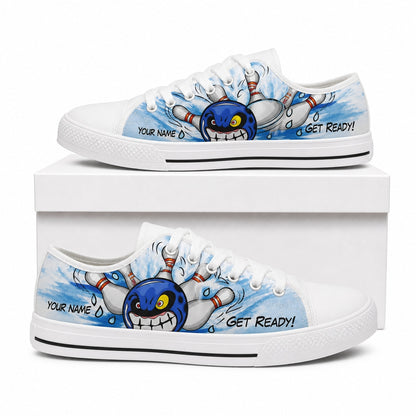 Get Ready Bowling Design Personalized Low Top Shoes Box White