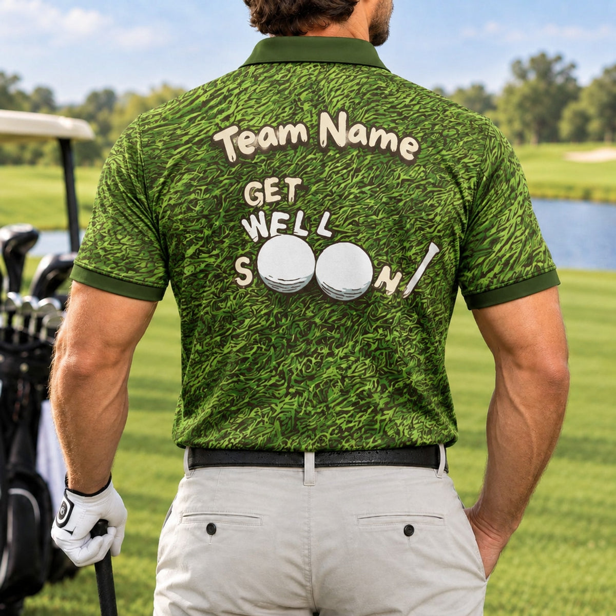 Get Well Soon Golf Balls Sport Personalized Golf Polo Shirt Back View