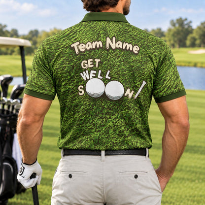 Get Well Soon Golf Balls Sport Personalized Golf Polo Shirt Back View