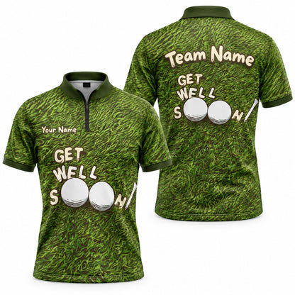 Get Well Soon Golf Balls Sport Personalized Golf Polo Shirt Jersey Zip 1 4 Collar