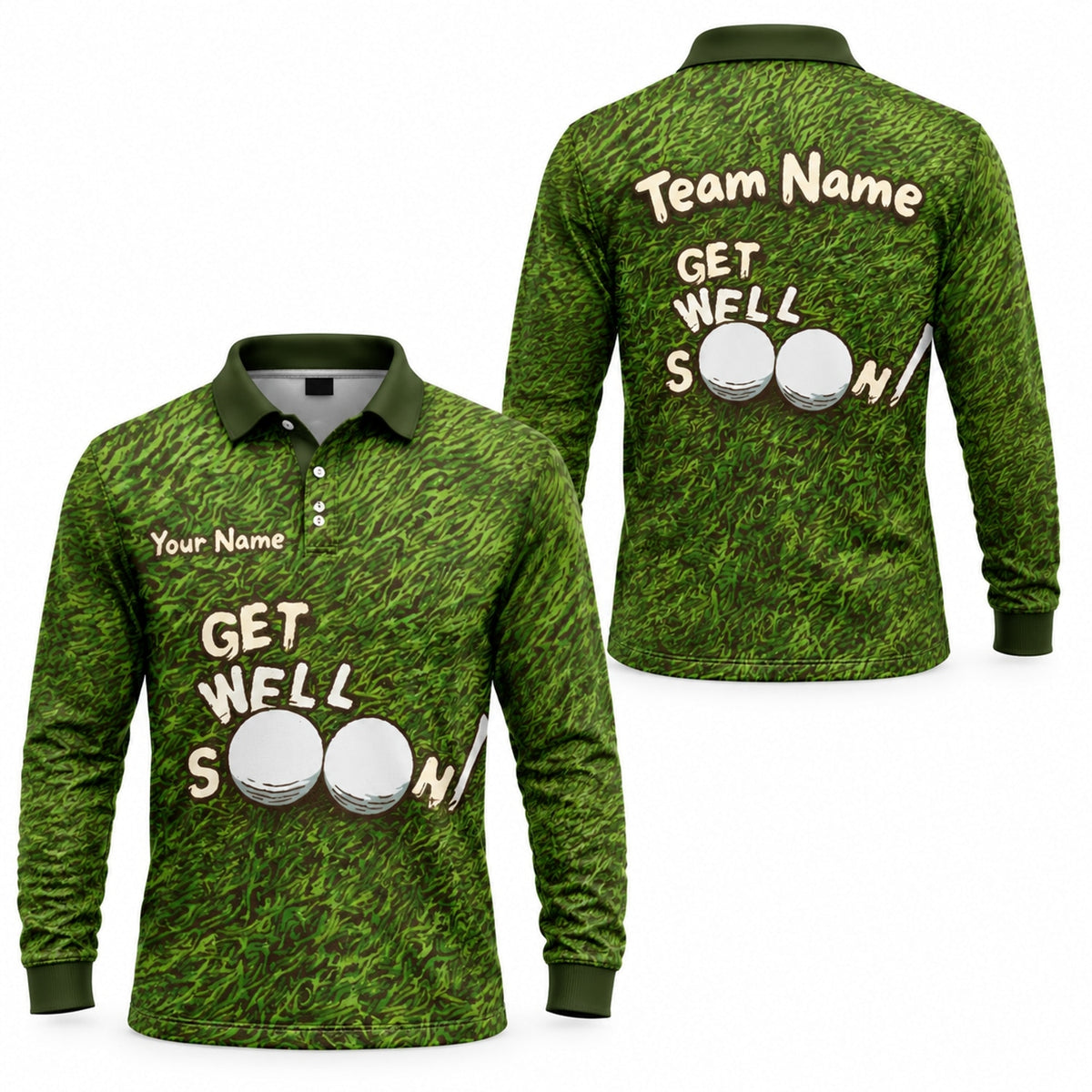 Get Well Soon Golf Balls Sport Personalized Golf Polo Shirt Long Sleeve Polo