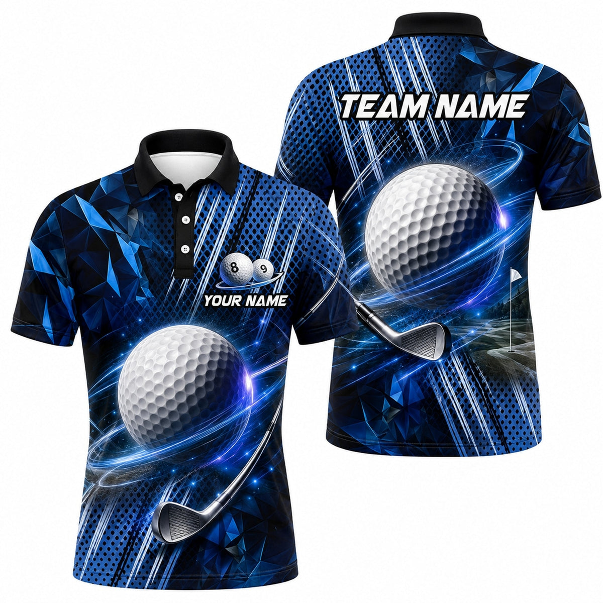 Golf Ball And Club Sport Custom Golf Polo Shirt