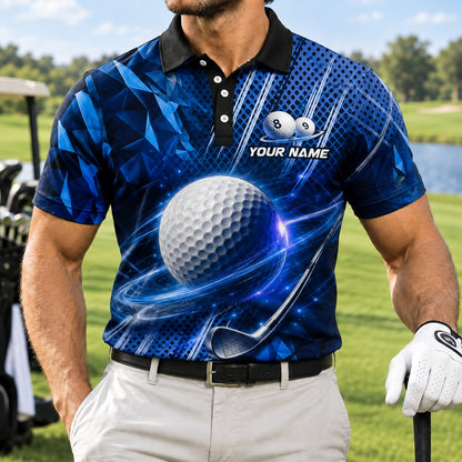 Golf Ball And Club Sport Custom Golf Polo Shirt Front View