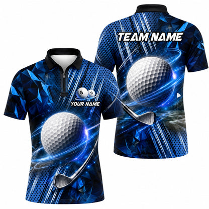 Golf Ball And Club Sport Custom Golf Polo Shirt Jersey Zip 1 4 Collar