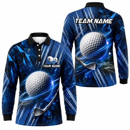 Golf Ball And Club Sport Custom Golf Polo Shirt Long Sleeve Polo