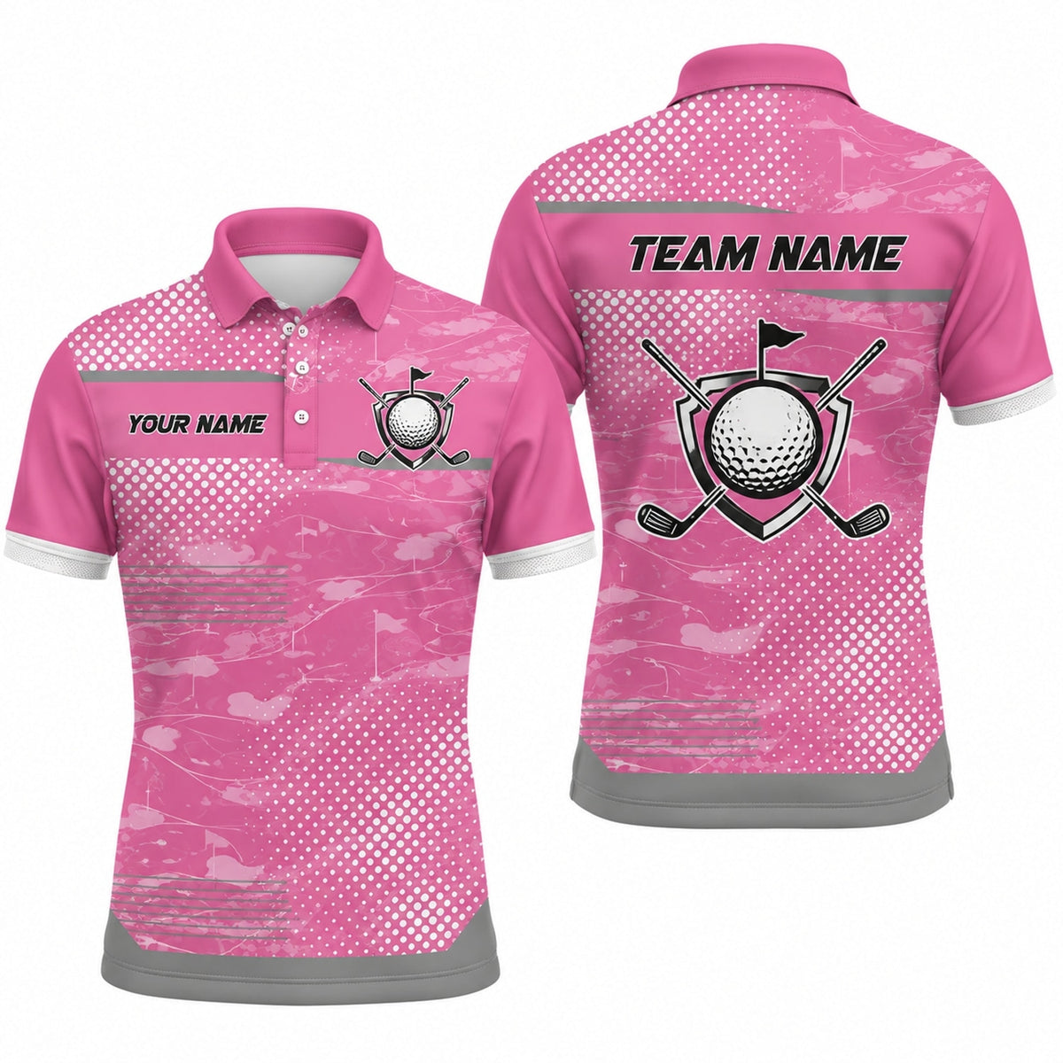 Golf Ball And Clubs Crest Sport Custom Golf Polo Shirt