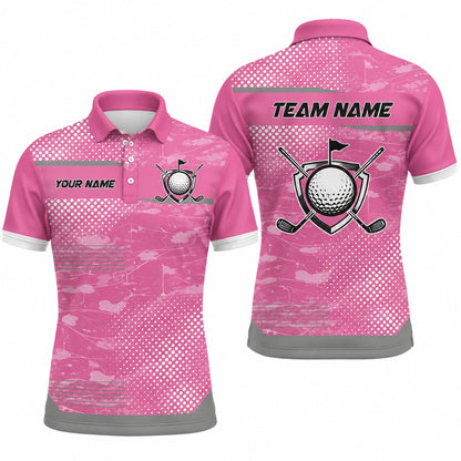 Golf Ball And Clubs Crest Sport Custom Golf Polo Shirt