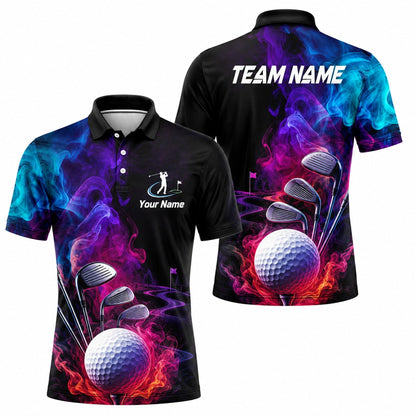 Golf Ball And Clubs Custom Golf Polo Shirt