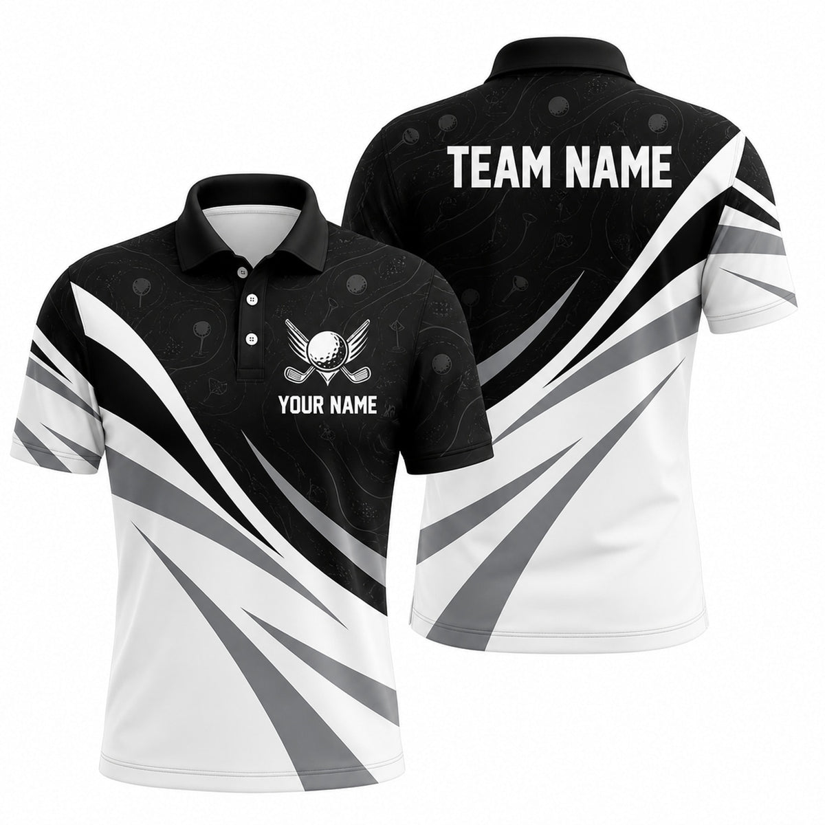 Golf Ball And Clubs Emblem Sport Personalized Golf Polo Shirt