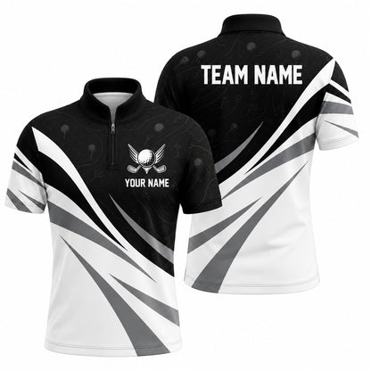Golf Ball And Clubs Emblem Sport Personalized Golf Polo Shirt Jersey Zip 1 4 Collar