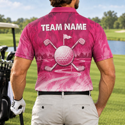Golf Ball And Clubs Personalized Golf Polo Shirt Back View