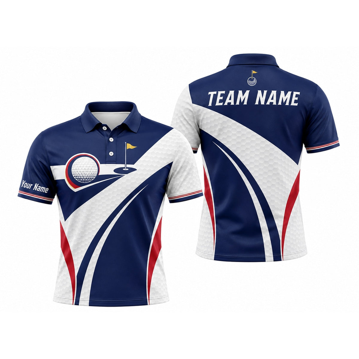 Golf Ball And Flag Sport Personalized Golf Polo Shirt