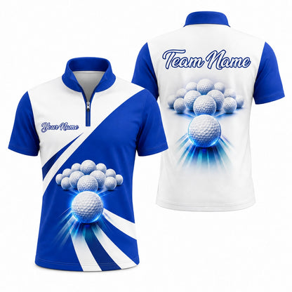 Golf Ball Burst Sport Personalized Golf Polo Shirt Jersey Zip 1 4 Collar