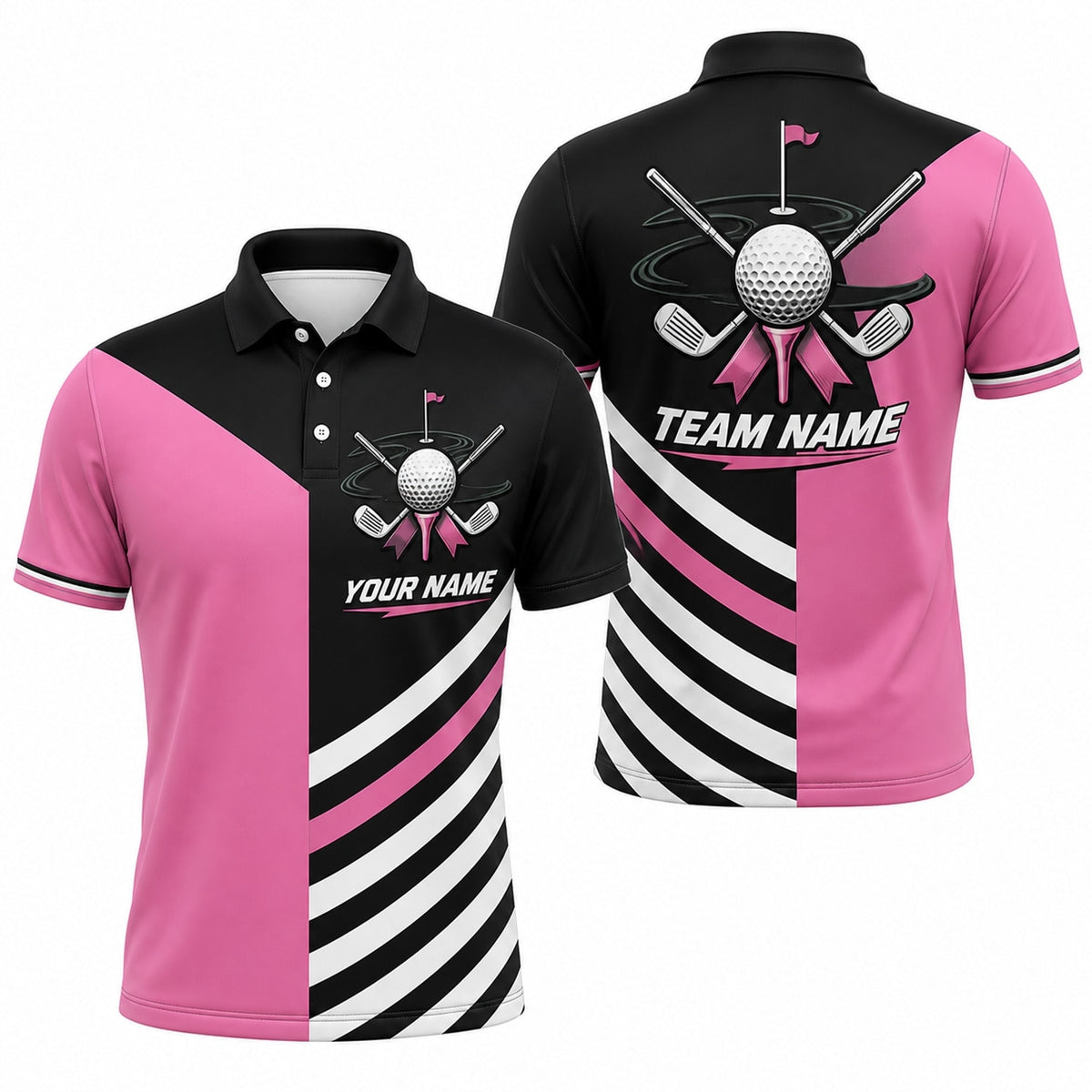 Golf Ball Crossed Clubs Custom Golf Polo Shirt