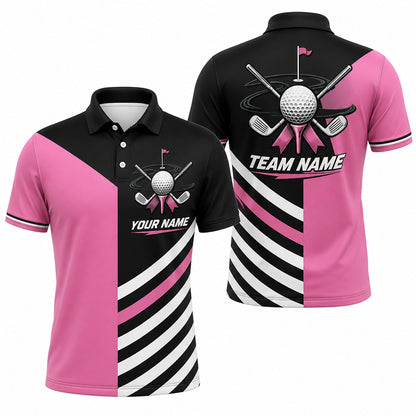 Golf Ball Crossed Clubs Custom Golf Polo Shirt
