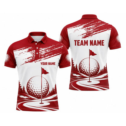 Golf Ball Flagstick Graphic Custom Golf Polo Shirt