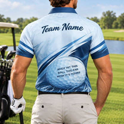 Golf Ball Graphic Personalized Golf Polo Shirt Back View