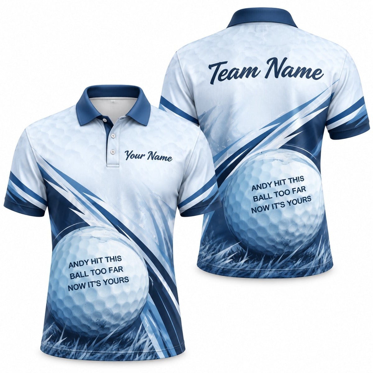 Golf Ball Graphic Personalized Golf Polo Shirt