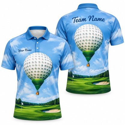 Golf Ball Hot Air Balloon Graphic Personalized Golf Polo Shirt