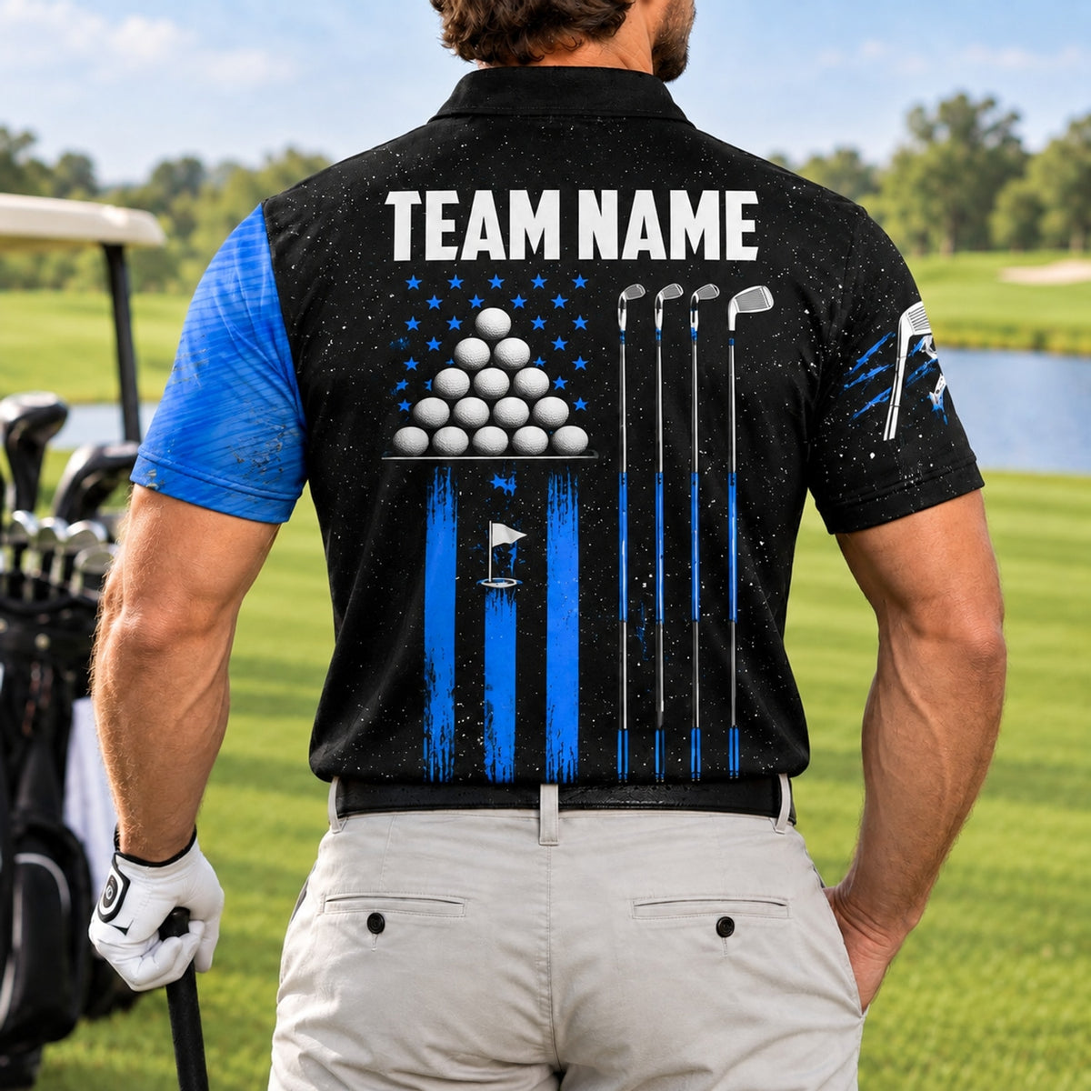 Golf Ball Smash Sport Personalized Golf Polo Shirt Back View
