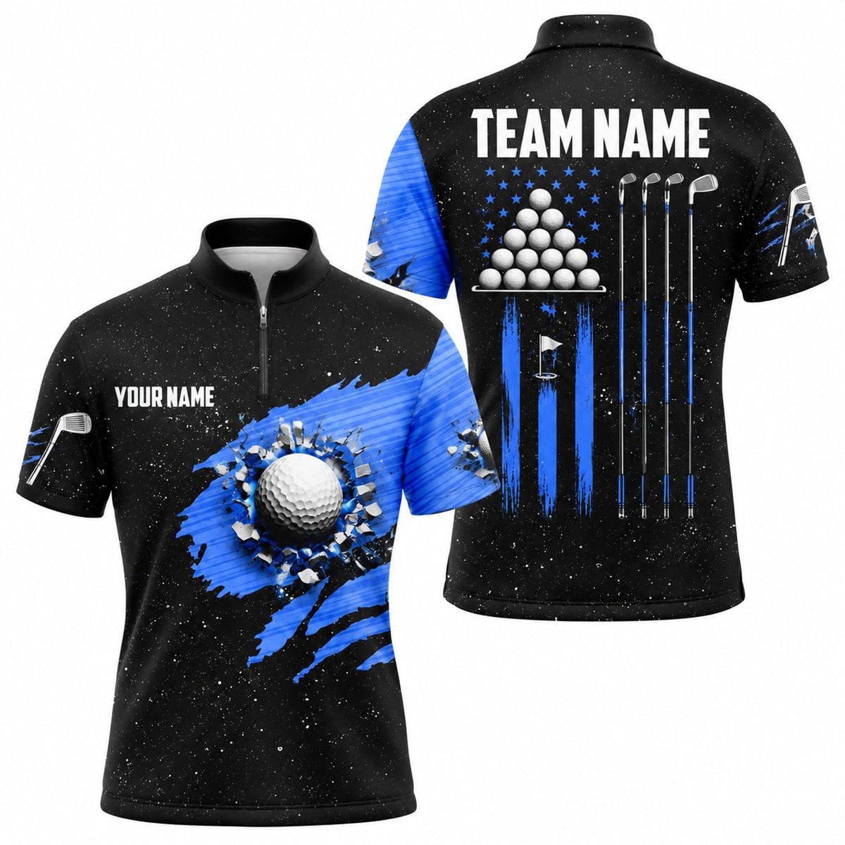 Golf Ball Smash Sport Personalized Golf Polo Shirt Jersey Zip 1 4 Collar