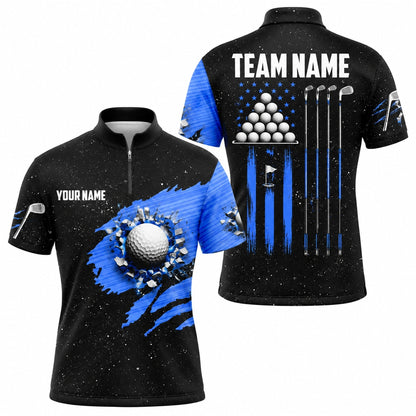Golf Ball Smash Sport Personalized Golf Polo Shirt Jersey Zip 1 4 Collar