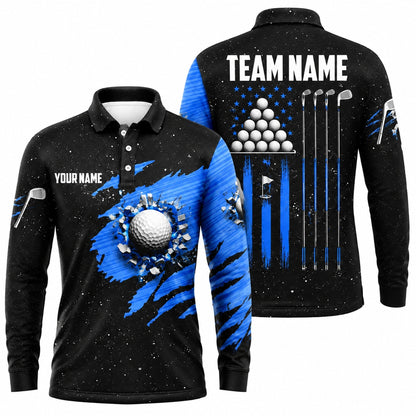 Golf Ball Smash Sport Personalized Golf Polo Shirt Long Sleeve Polo