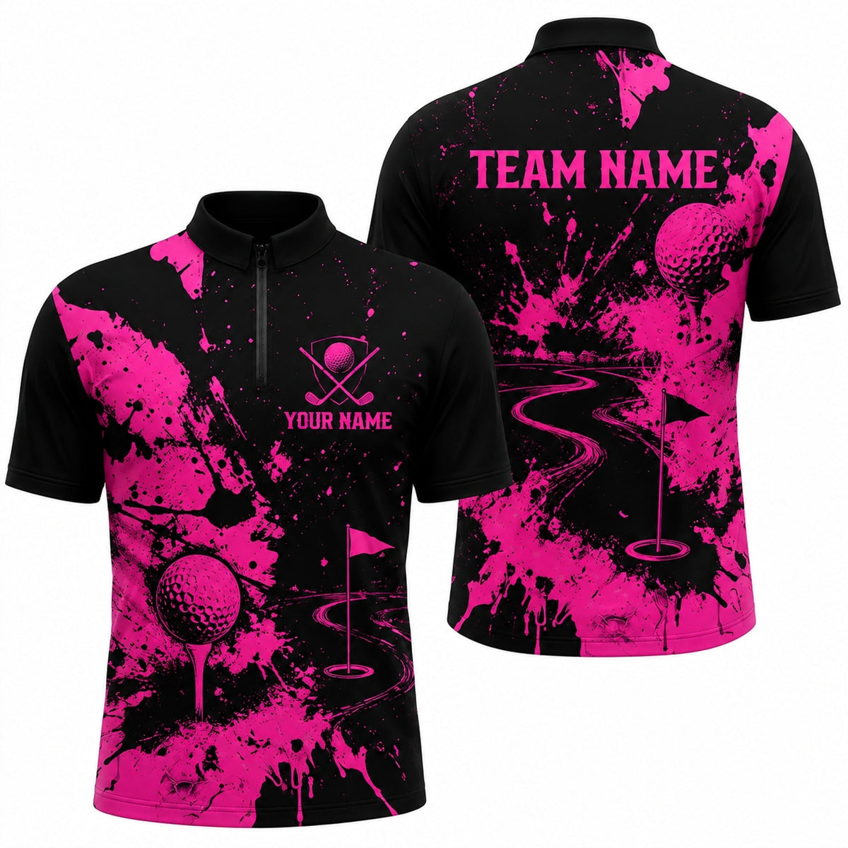 Golf Ball Splash Art Personalized Golf Polo Shirt