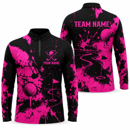 Golf Ball Splash Art Personalized Golf Polo Shirt Long Sleeve Polo