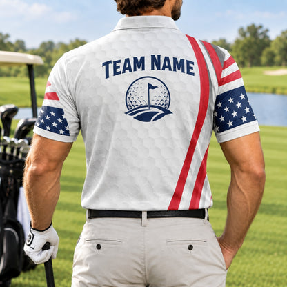 Golf Ball With Flag Sport Personalized Golf Polo Shirt Back View