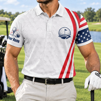 Golf Ball With Flag Sport Personalized Golf Polo Shirt Front View