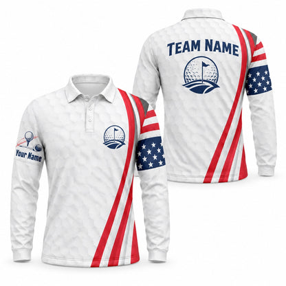 Golf Ball With Flag Sport Personalized Golf Polo Shirt Long Sleeve Polo