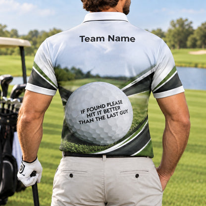 Golf Ball With Funny Quote Sport Personalized Golf Polo Shirt Back View