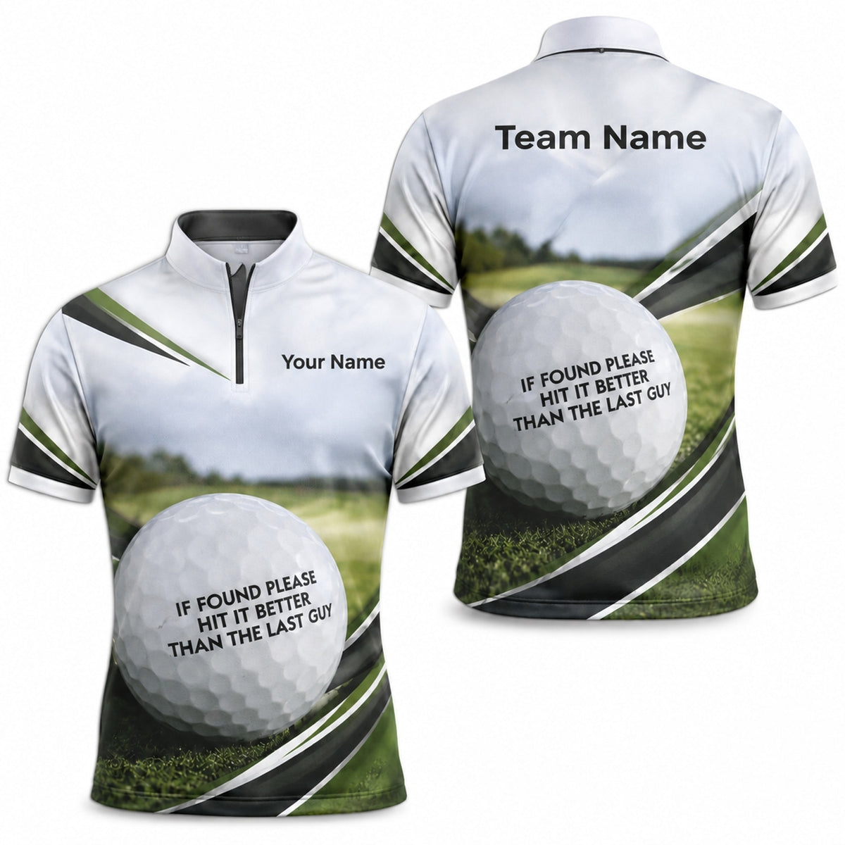 Golf Ball With Funny Quote Sport Personalized Golf Polo Shirt Jersey Zip 1 4 Collar