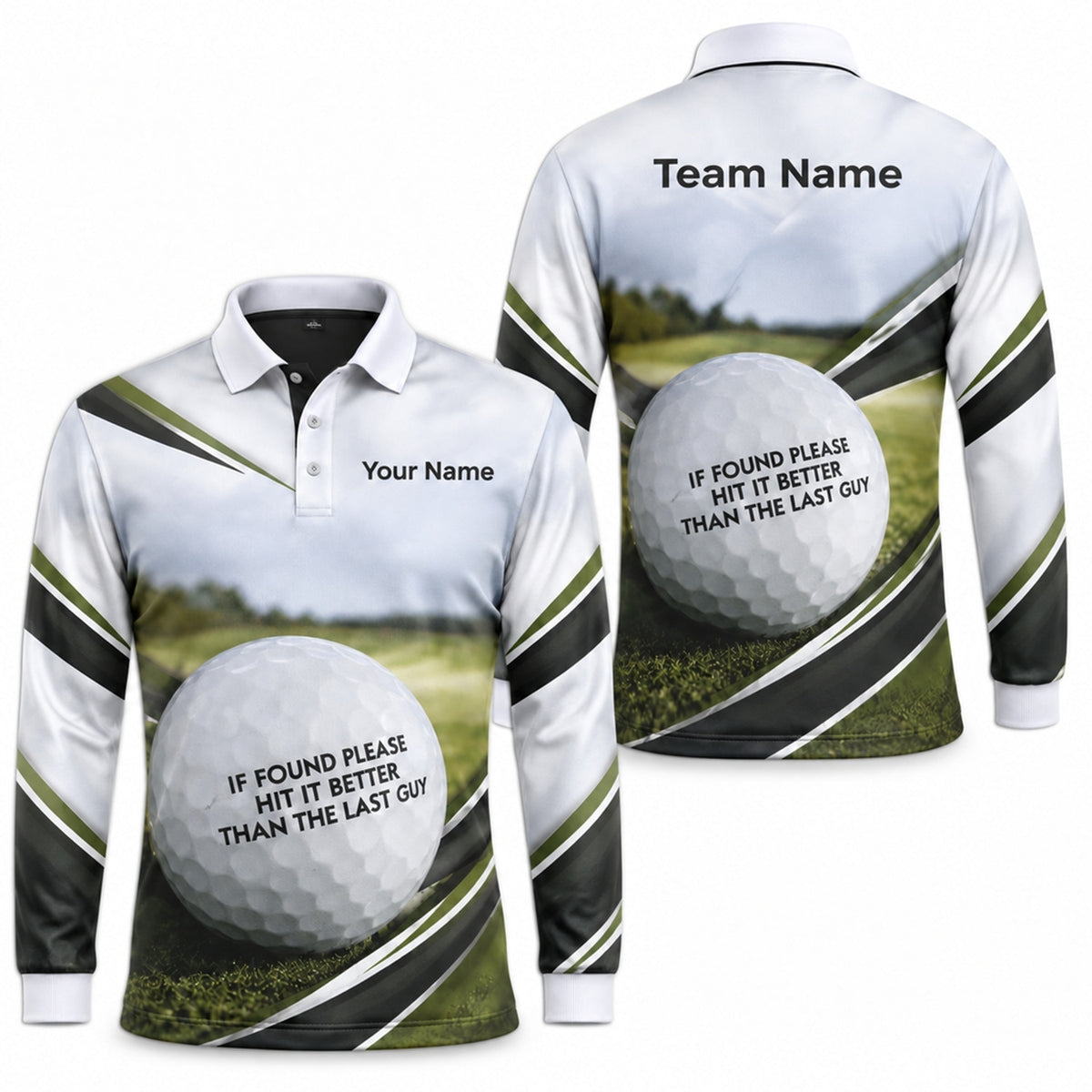 Golf Ball With Funny Quote Sport Personalized Golf Polo Shirt Long Sleeve Polo