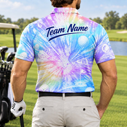 Golf Balls And Clubs Graphic Personalized Golf Polo Shirt Back View