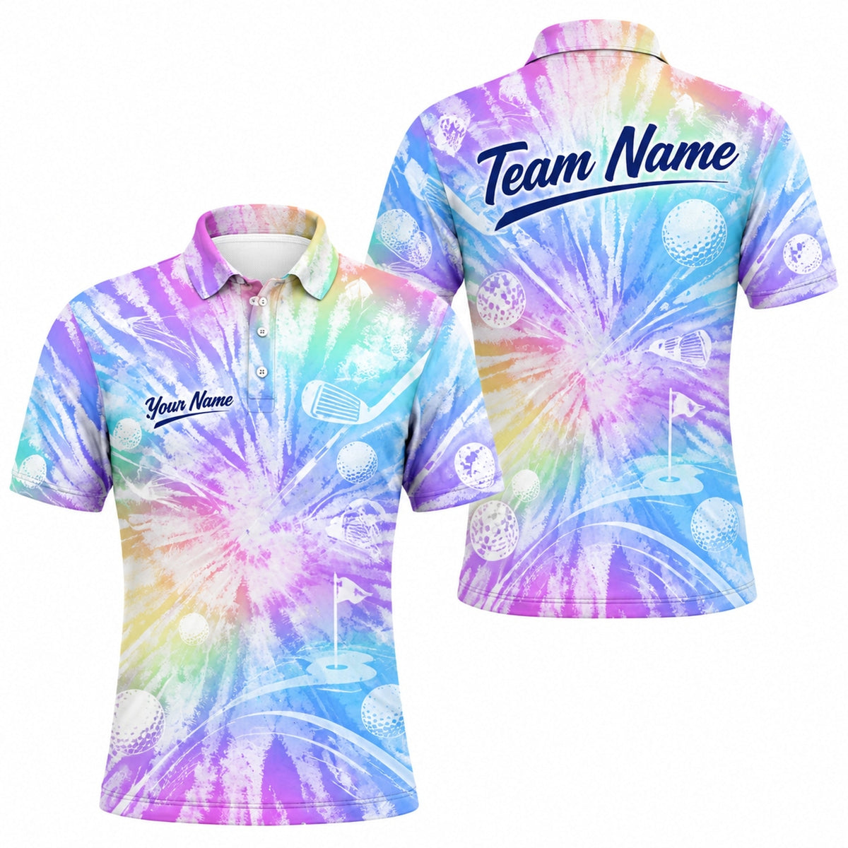 Golf Balls And Clubs Graphic Personalized Golf Polo Shirt