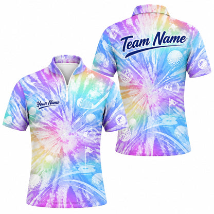 Golf Balls And Clubs Graphic Personalized Golf Polo Shirt Jersey Zip 1 4 Collar