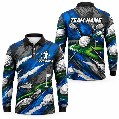Golf Balls And Clubs Sport Personalized Golf Polo Shirt Long Sleeve Polo