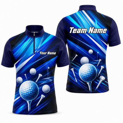 Golf Balls And Tees Sport Personalized Golf Polo Shirt Jersey Zip 1 4 Collar