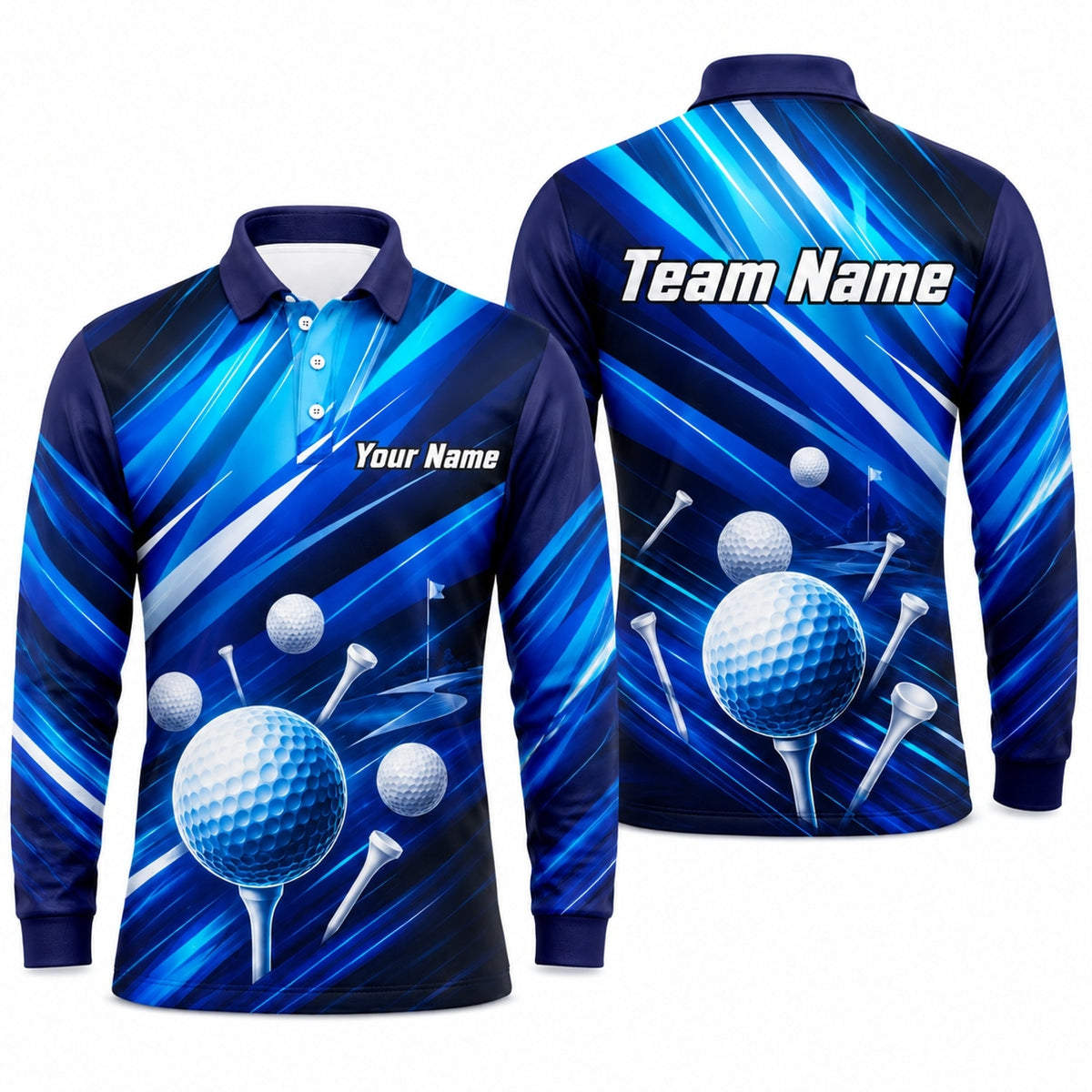 Golf Balls And Tees Sport Personalized Golf Polo Shirt Long Sleeve Polo